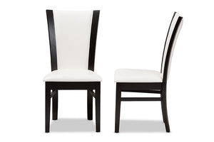 Baxton Studio Adley Modern and Contemporary Dark Brown Finished White Faux Leather Dining Chair (Set of 2)