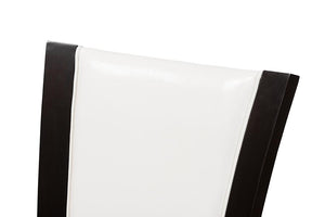 Baxton Studio Adley Modern and Contemporary Dark Brown Finished White Faux Leather Dining Chair (Set of 2)