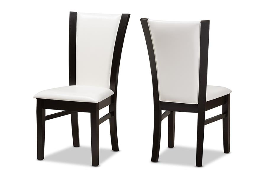 Baxton Studio Adley Modern and Contemporary 5-Piece Dark Brown Finished White Faux Leather Dining Set