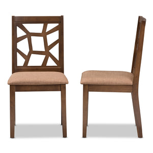 Baxton Studio Abilene Mid-Century Light Brown Fabric Upholstered and Walnut Brown Finished Dining Chair (Set of 2)