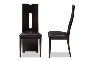 Baxton Studio Alani Modern and Contemporary Dark Brown Faux Leather Upholstered Dining Chair (Set of 2)