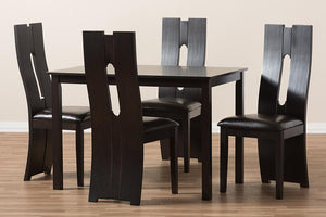 Baxton Studio Alani Modern and Contemporary Dark Brown Faux Leather Upholstered 5-Piece Dining Set