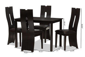 Baxton Studio Alani Modern and Contemporary Dark Brown Faux Leather Upholstered 5-Piece Dining Set