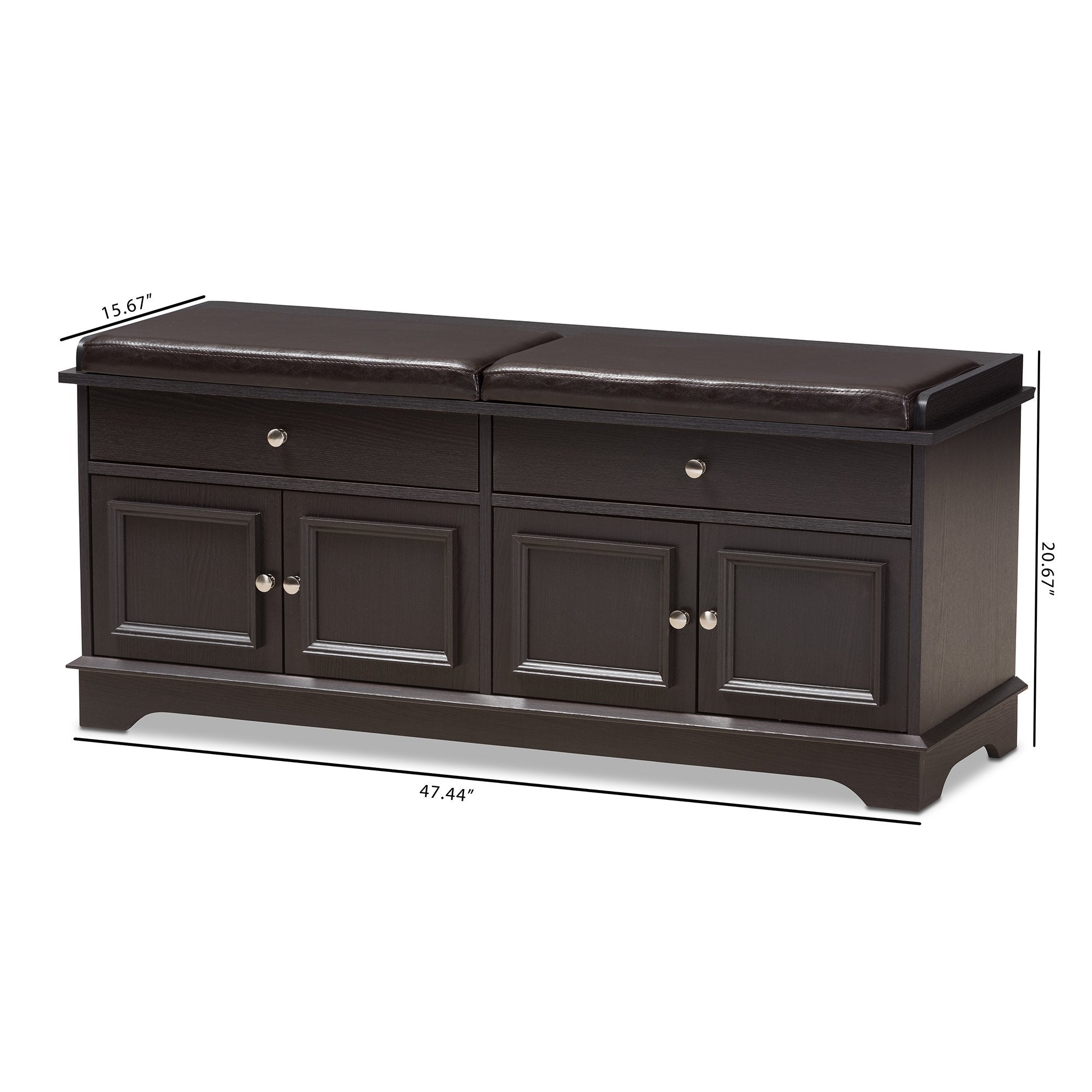 Baxton Studio Mason Modern and Contemporary Dark Brown Wood 2-Drawer Shoe Storage Bench