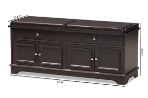 Baxton Studio Mason Modern and Contemporary Dark Brown Wood 2-Drawer Shoe Storage Bench