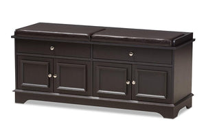 Baxton Studio Mason Modern and Contemporary Dark Brown Wood 2-Drawer Shoe Storage Bench