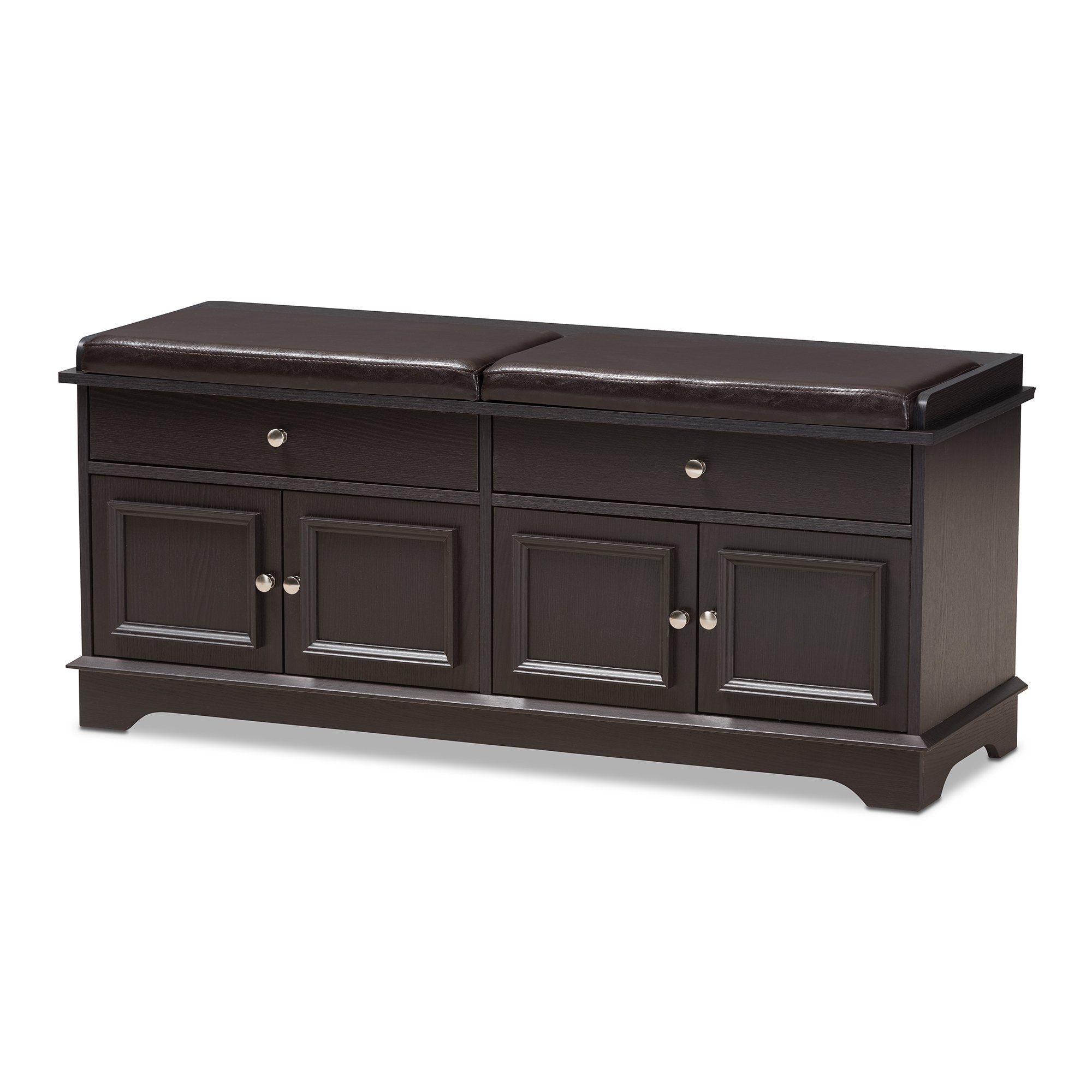 Baxton Studio Mason Modern and Contemporary Dark Brown Wood 2-Drawer Shoe Storage Bench