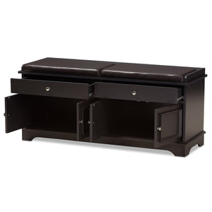 Baxton Studio Mason Modern and Contemporary Dark Brown Wood 2-Drawer Shoe Storage Bench