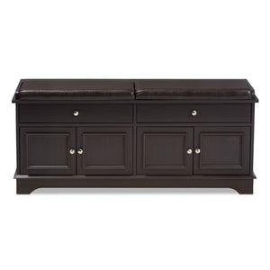 Baxton Studio Mason Modern and Contemporary Dark Brown Wood 2-Drawer Shoe Storage Bench