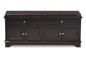 Baxton Studio Mason Modern and Contemporary Dark Brown Wood 2-Drawer Shoe Storage Bench