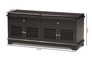 Baxton Studio Leo Modern and Contemporary Dark Brown Wood 2-Drawer Shoe Storage Bench