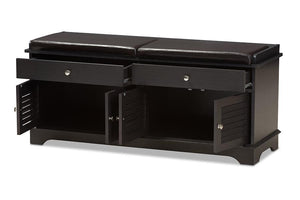 Baxton Studio Leo Modern and Contemporary Dark Brown Wood 2-Drawer Shoe Storage Bench