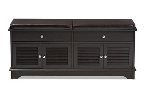 Baxton Studio Leo Modern and Contemporary Dark Brown Wood 2-Drawer Shoe Storage Bench