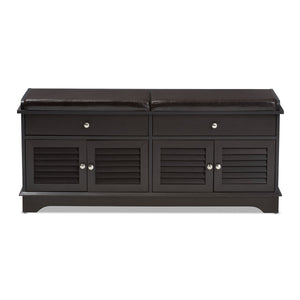 Baxton Studio Leo Modern and Contemporary Dark Brown Wood 2-Drawer Shoe Storage Bench