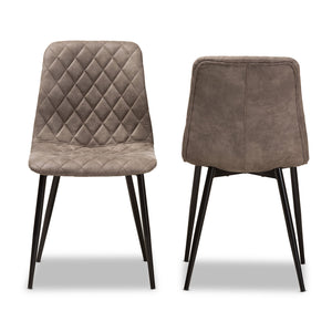 Baxton Studio Roberta Mid-Century Modern Light Brown Fabric Upholstered Shell Dining Chair (Set of 2)