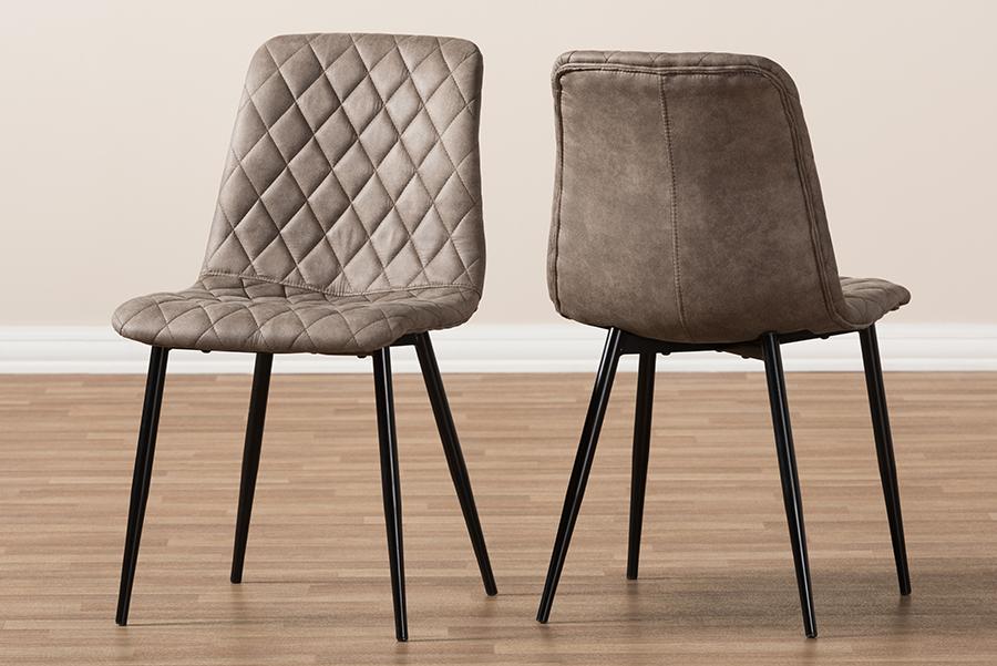 Baxton Studio Roberta Mid-Century Modern Light Brown Fabric Upholstered Shell Dining Chair (Set of 2)