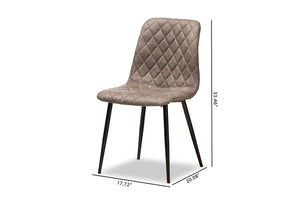 Baxton Studio Roberta Mid-Century Modern Light Brown Fabric Upholstered Shell Dining Chair (Set of 2)