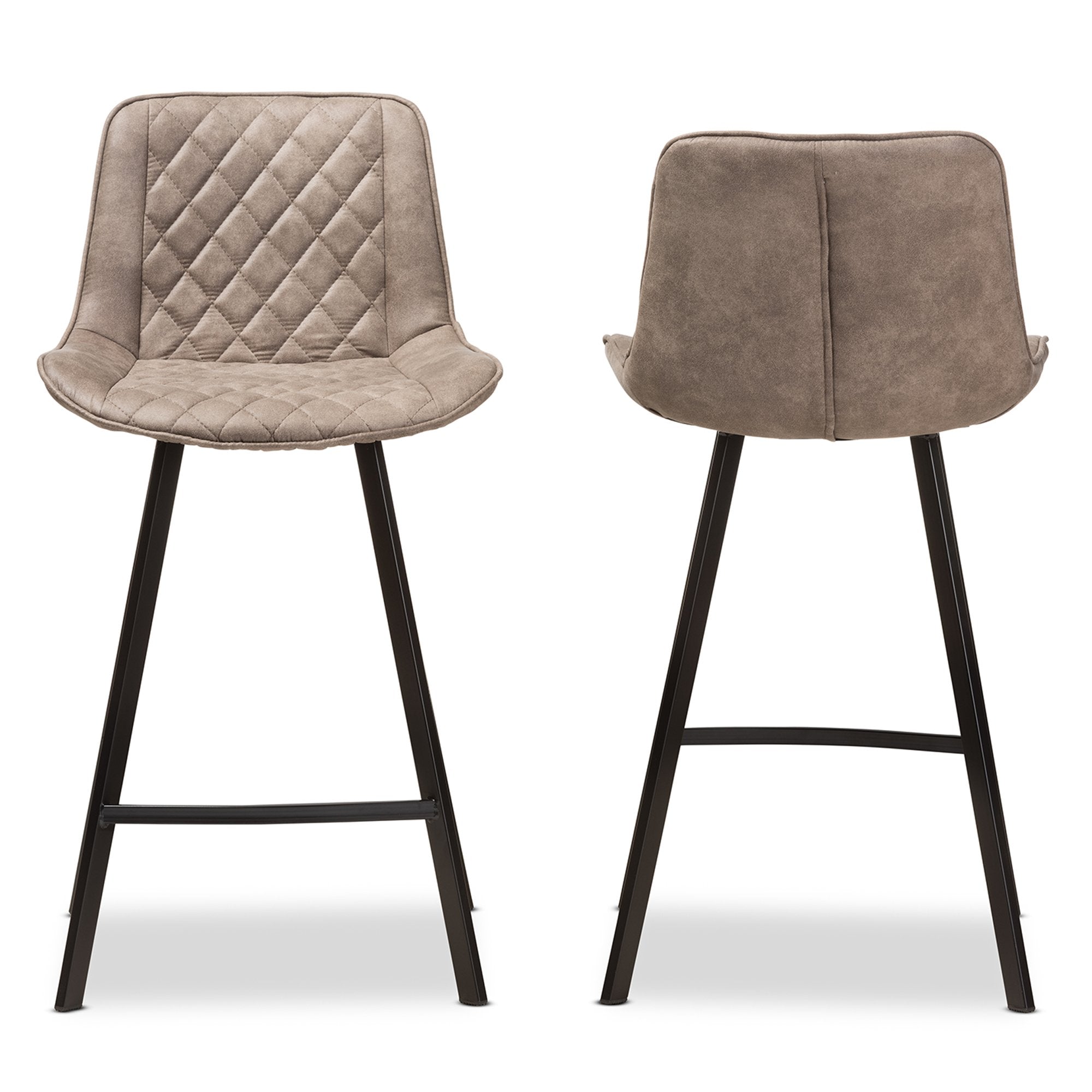 Baxton Studio Pickford Mid-Century Modern Light Brown Fabric Upholstered Counter Stool (Set of 2)