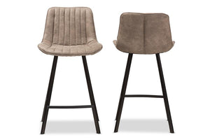 Baxton Studio Leighton Mid-Century Modern Light Brown Fabric Upholstered Counter Stool (Set of 2)