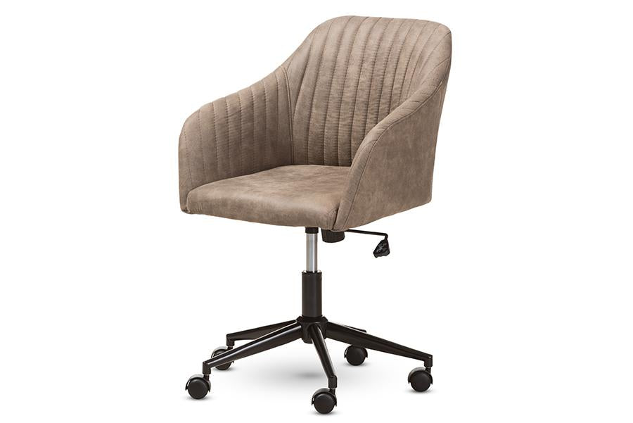 Baxton Studio Maida Mid-Century Modern Light Brown Fabric Upholstered Office Chair