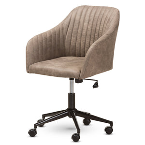 Baxton Studio Maida Mid-Century Modern Light Brown Fabric Upholstered Office Chair