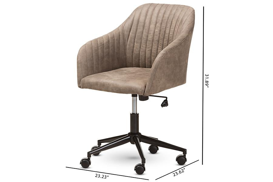 Baxton Studio Maida Mid-Century Modern Light Brown Fabric Upholstered Office Chair