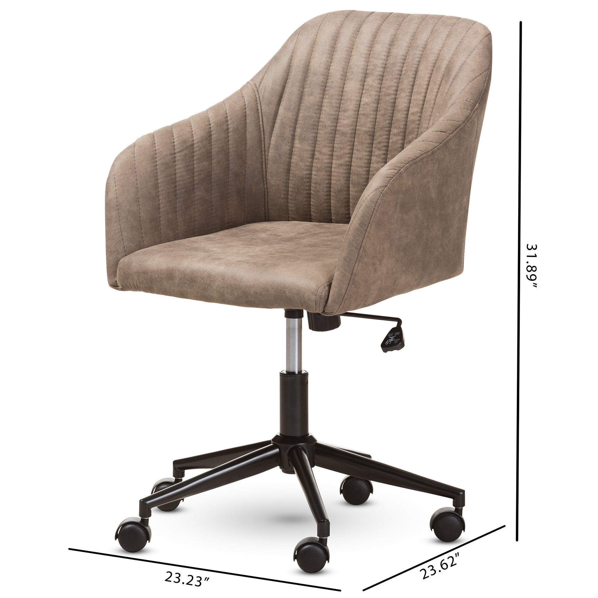 Baxton Studio Maida Mid-Century Modern Light Brown Fabric Upholstered Office Chair