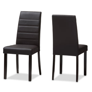 Baxton Studio Lorelle Modern and Contemporary Brown Faux Leather Upholstered Dining Chair (Set of 2)