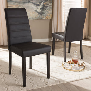 Baxton Studio Lorelle Modern and Contemporary Brown Faux Leather Upholstered Dining Chair (Set of 2)