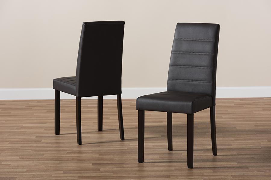 Baxton Studio Lorelle Modern and Contemporary Brown Faux Leather Upholstered Dining Chair (Set of 2)