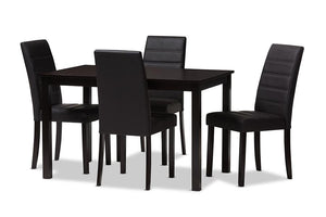 Baxton Studio Lorelle Modern and Contemporary Brown Faux Leather Upholstered 5-Piece Dining Set