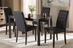 Baxton Studio Lorelle Modern and Contemporary Brown Faux Leather Upholstered 5-Piece Dining Set