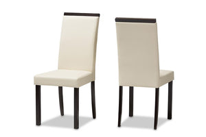 Baxton Studio Daveney Modern and Contemporary Cream Faux Leather Upholstered Dining Chair (Set of 2)