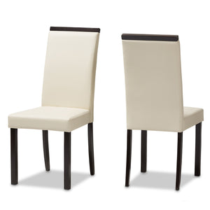 Baxton Studio Daveney Modern and Contemporary Cream Faux Leather Upholstered Dining Chair (Set of 2)