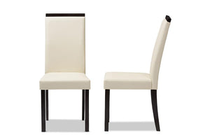 Baxton Studio Daveney Modern and Contemporary Cream Faux Leather Upholstered Dining Chair (Set of 2)