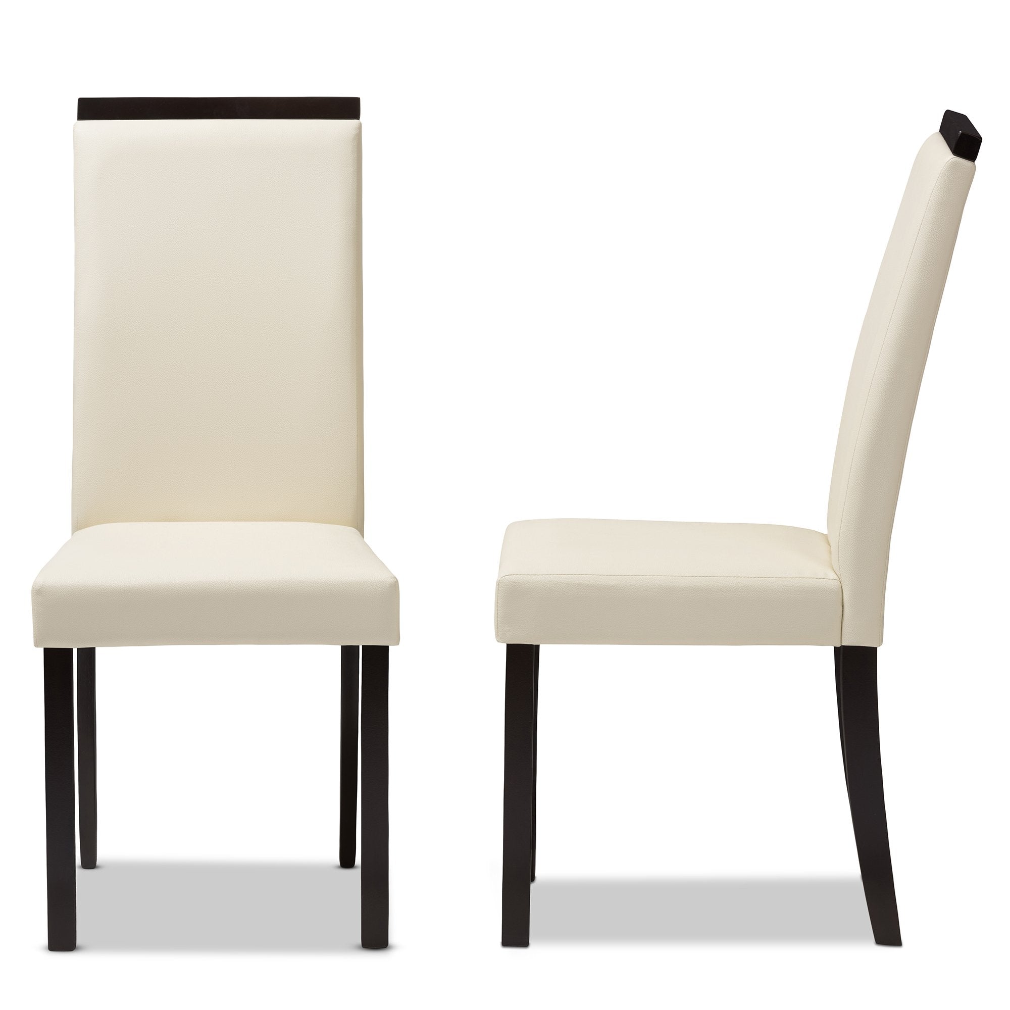 Baxton Studio Daveney Modern and Contemporary Cream Faux Leather Upholstered Dining Chair (Set of 2)