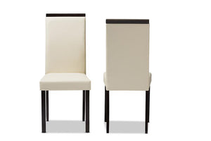 Baxton Studio Daveney Modern and Contemporary Cream Faux Leather Upholstered Dining Chair (Set of 2)