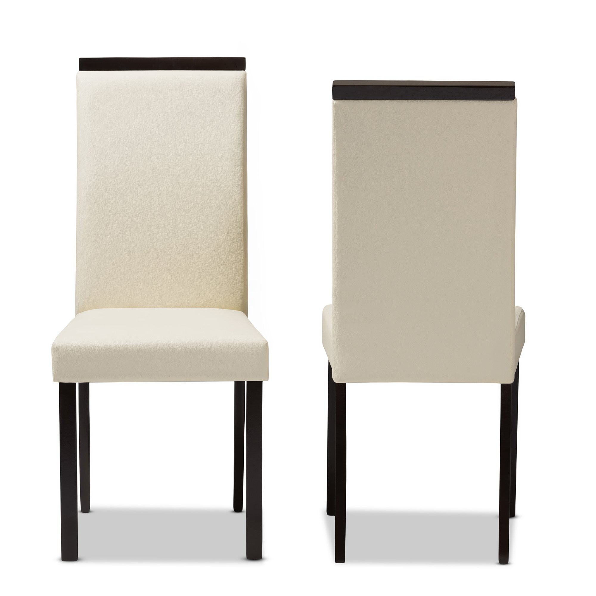 Baxton Studio Daveney Modern and Contemporary Cream Faux Leather Upholstered Dining Chair (Set of 2)