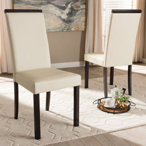 Baxton Studio Daveney Modern and Contemporary Cream Faux Leather Upholstered Dining Chair (Set of 2)