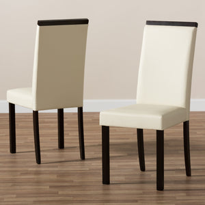 Baxton Studio Daveney Modern and Contemporary Cream Faux Leather Upholstered Dining Chair (Set of 2)