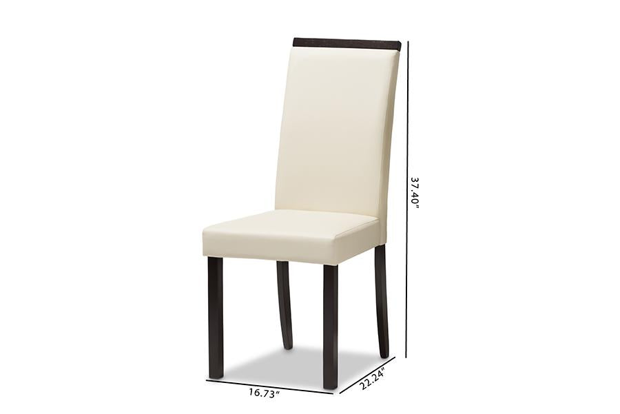 Baxton Studio Daveney Modern and Contemporary Cream Faux Leather Upholstered Dining Chair (Set of 2)