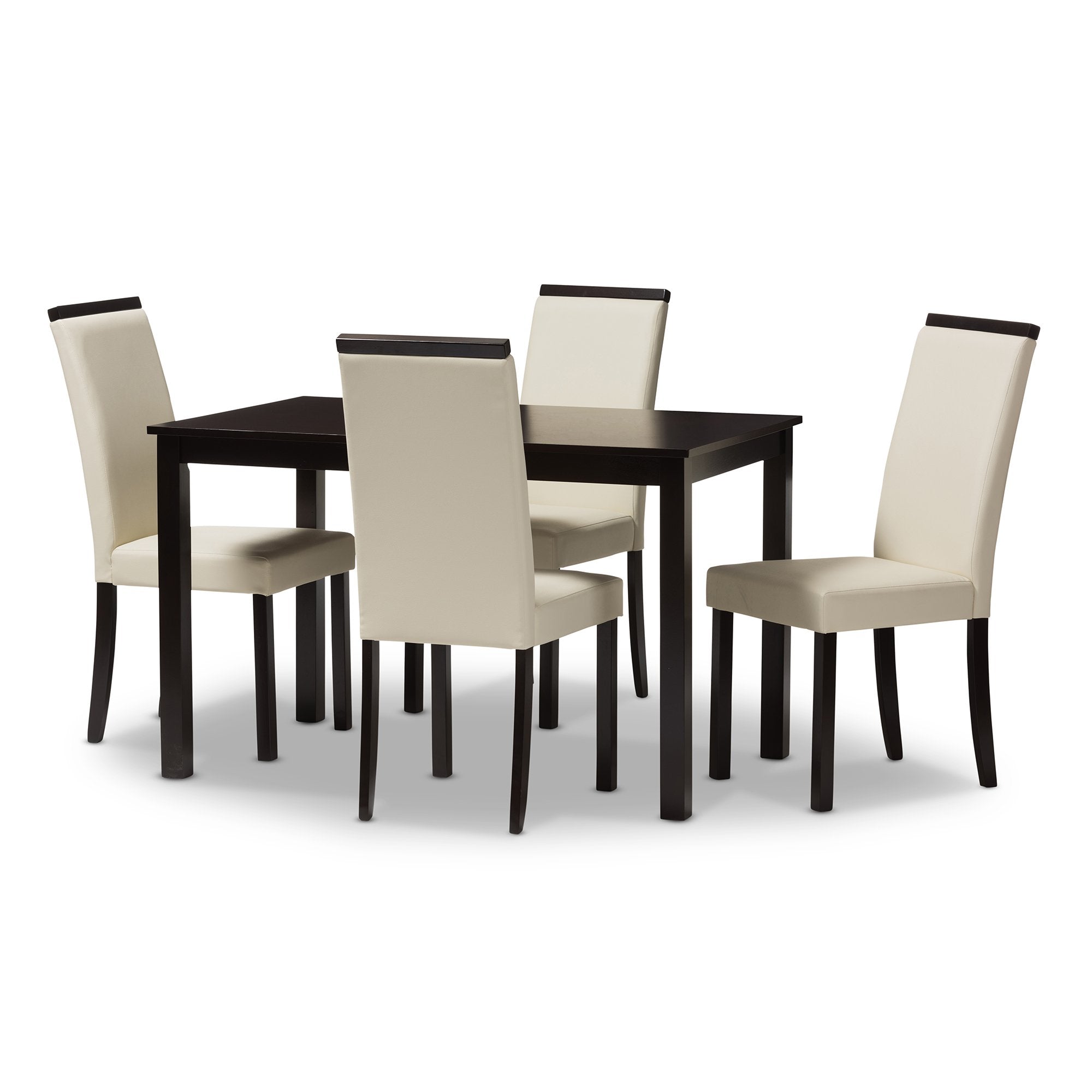 Baxton Studio Daveney Modern and Contemporary Cream Faux Leather Upholstered 5-Piece Dining Set