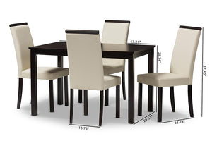 Baxton Studio Daveney Modern and Contemporary Cream Faux Leather Upholstered 5-Piece Dining Set