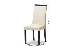 Baxton Studio Daveney Modern and Contemporary Cream Faux Leather Upholstered Dining Chair (Set of 2)