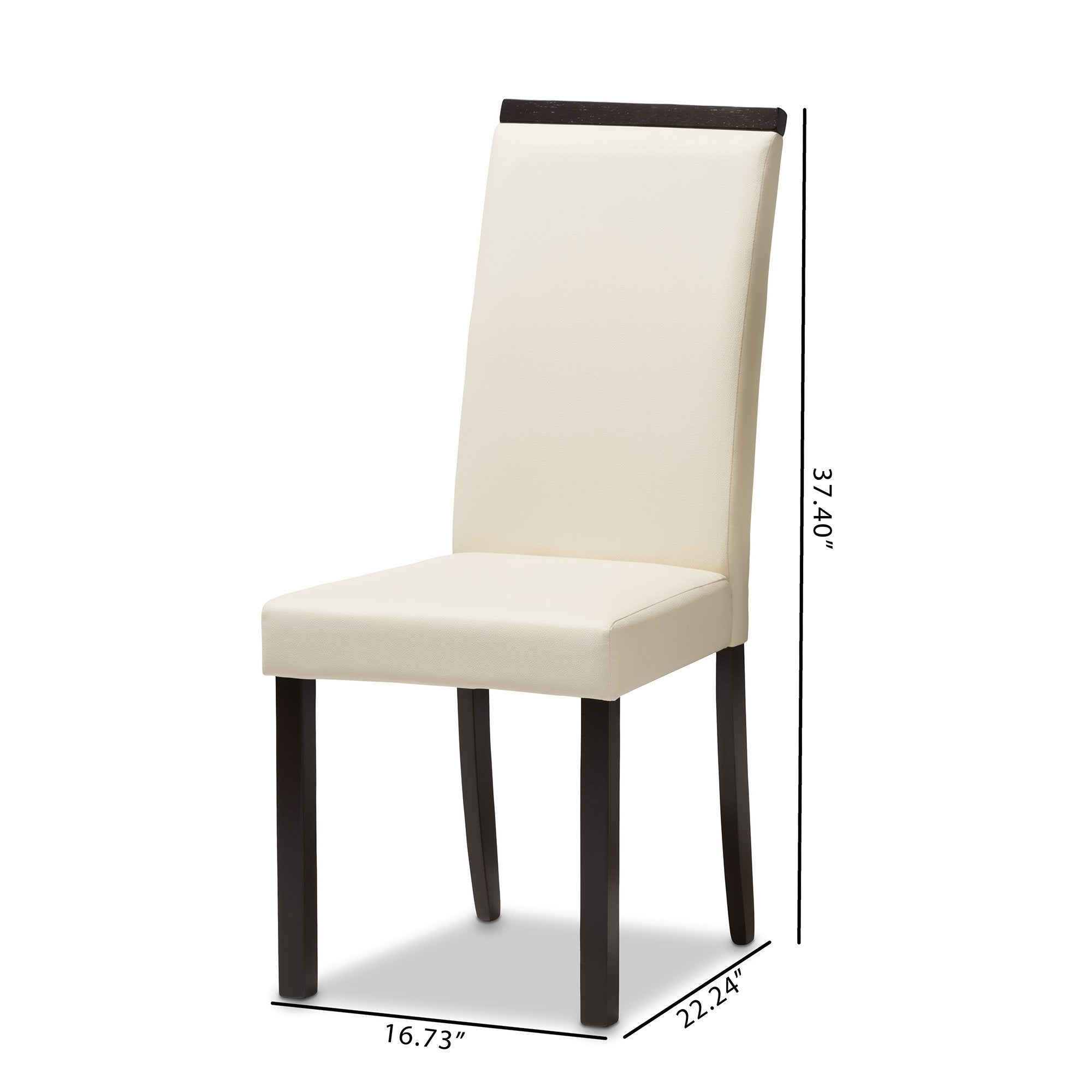 Baxton Studio Daveney Modern and Contemporary Cream Faux Leather Upholstered Dining Chair (Set of 2)