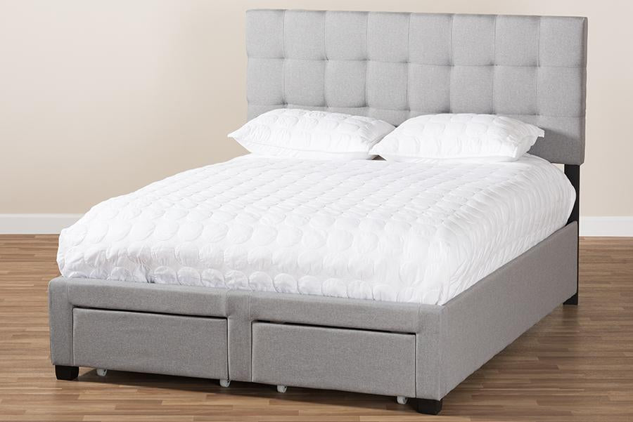 Baxton Studio Tibault Modern and Contemporary Grey Fabric Upholstered King Size Storage Bed