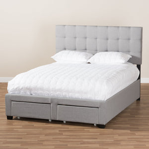 Baxton Studio Tibault Modern and Contemporary Grey Fabric Upholstered King Size Storage Bed