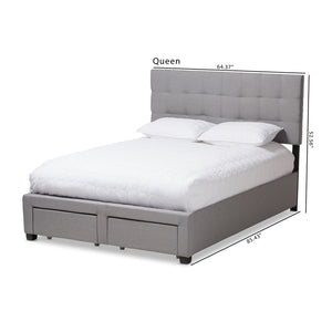 Baxton Studio Tibault Modern and Contemporary Grey Fabric Upholstered King Size Storage Bed