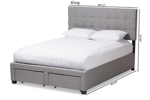 Baxton Studio Tibault Modern and Contemporary Grey Fabric Upholstered Queen Size Storage Bed