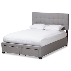 Baxton Studio Tibault Modern and Contemporary Grey Fabric Upholstered King Size Storage Bed